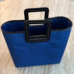 STAUD Blue Shirley Nylon Tote with Black Leather Insert Bag